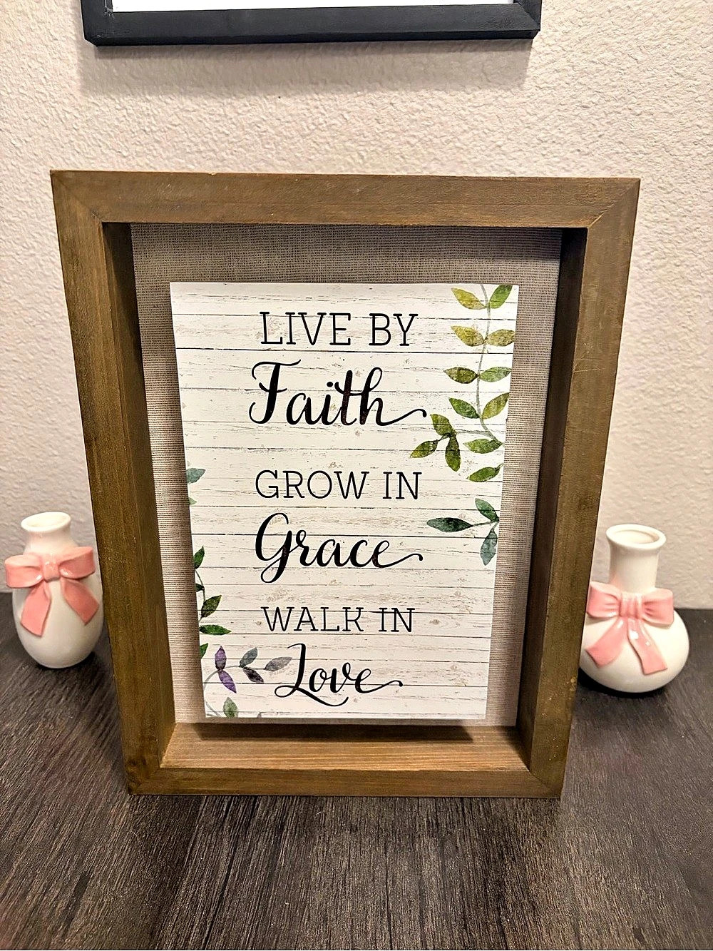Live by Faith Framed Wall Art, Brown & White